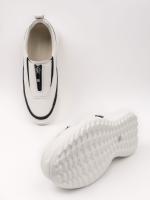 Natural Leather Front Zipper Women's Sneakers