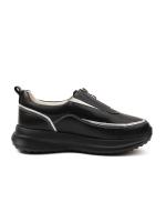 Natural Leather Front Zipper Women's Sneakers