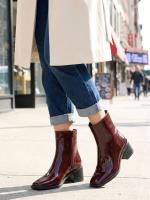 Eskarpini Brown Patent Genuine Leather Women's Boots