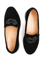 Natural Suede Stone Accessorized Women's Platform Shoes