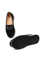 Natural Suede Stone Accessorized Women's Platform Shoes