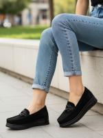 Natural Suede Stone Accessorized Women's Platform Shoes