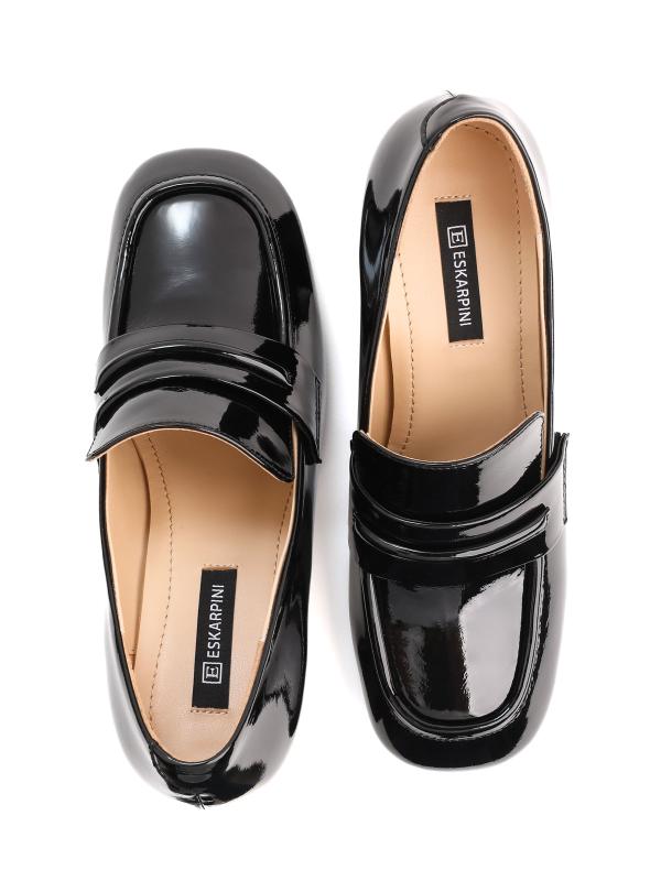 Patent Genuine Leather Loafer - Block Heel