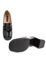 Patent Genuine Leather Loafer - Block Heel