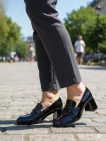 Patent Genuine Leather Loafer - Block Heel