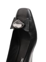 Genuine Leather Women's Shoes with Heart Jewel Bow