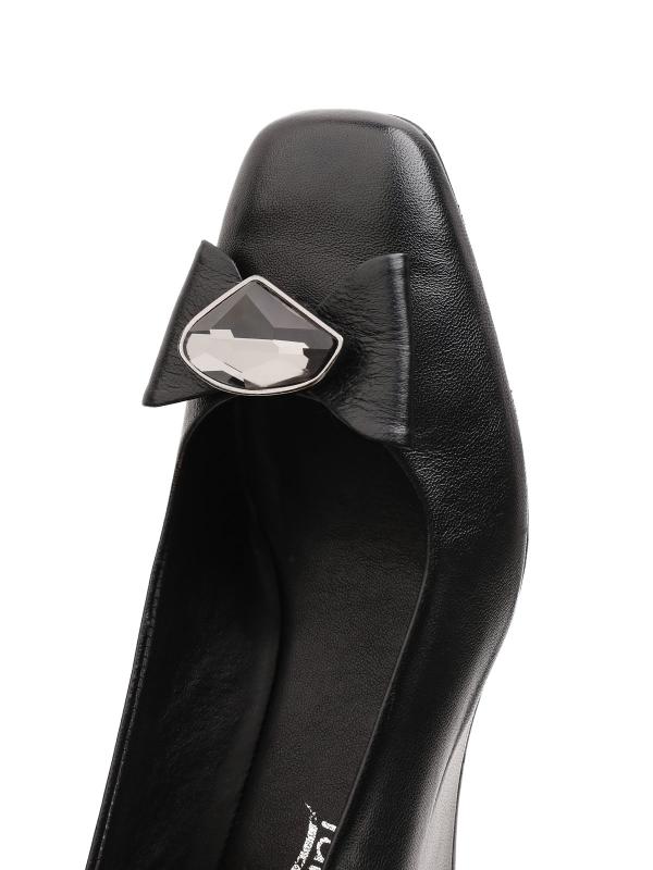 Genuine Leather Women's Shoes with Heart Jewel Bow