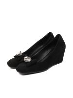 Women's Black Genuine Suede Wedge Daily Shoes