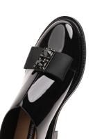 Women's Genuine Patent Leather Loafers – Model with Shiny Jeweled Bow