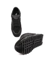 Women's Genuine Leather Platform Sneaker with Dazzling Crystal Stones