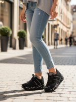 Women's Genuine Leather Platform Sneaker with Dazzling Crystal Stones