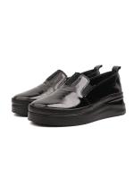 Genuine Patent Leather Black Platform Slip-on