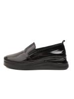 Genuine Patent Leather Black Platform Slip-on
