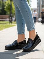 Genuine Patent Leather Black Platform Slip-on