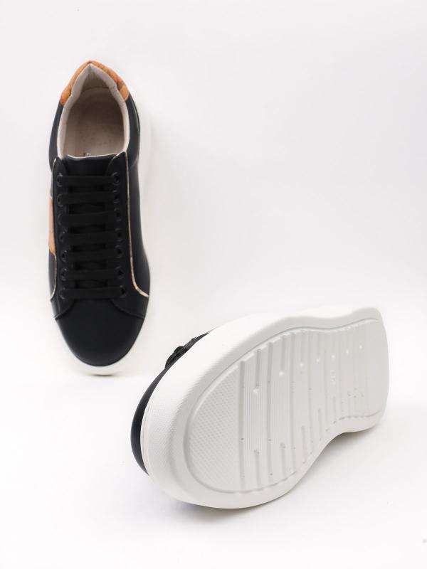 Map Pattern Real Leather Women's Sneakers