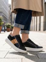 Map Pattern Real Leather Women's Sneakers