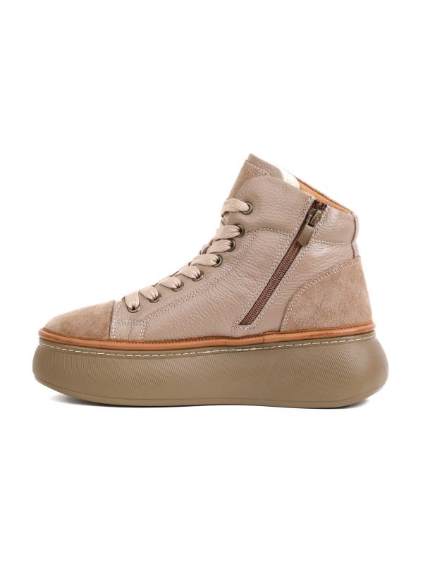 Real Leather and Nubuck Combination Thick Sole Women's Boots