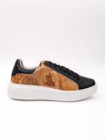 Antique Map Patterned Genuine Leather Women's Sneaker