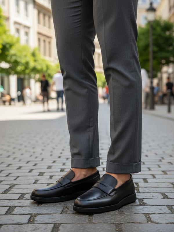 Men's Genuine Leather Black Loafers "Urban Comfort"
