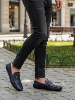 Men's Loafers with Crocodile Pattern and Metal Accessory