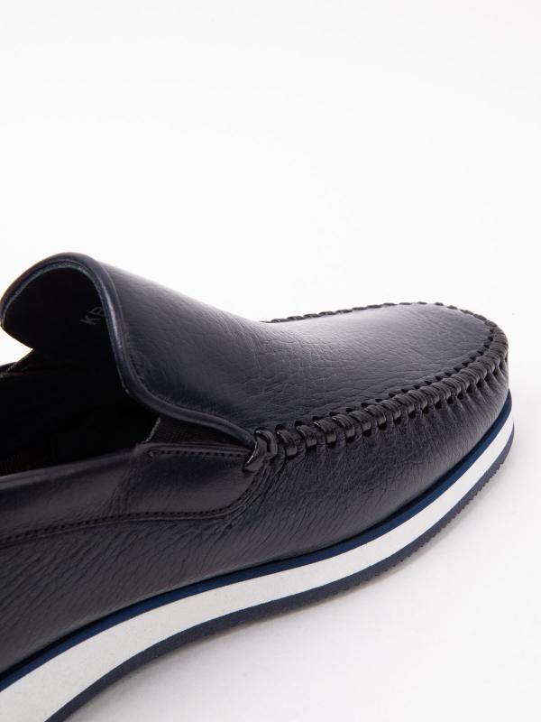 Men's Navy Blue Genuine Leather Moccasins – Modern Sport Sole