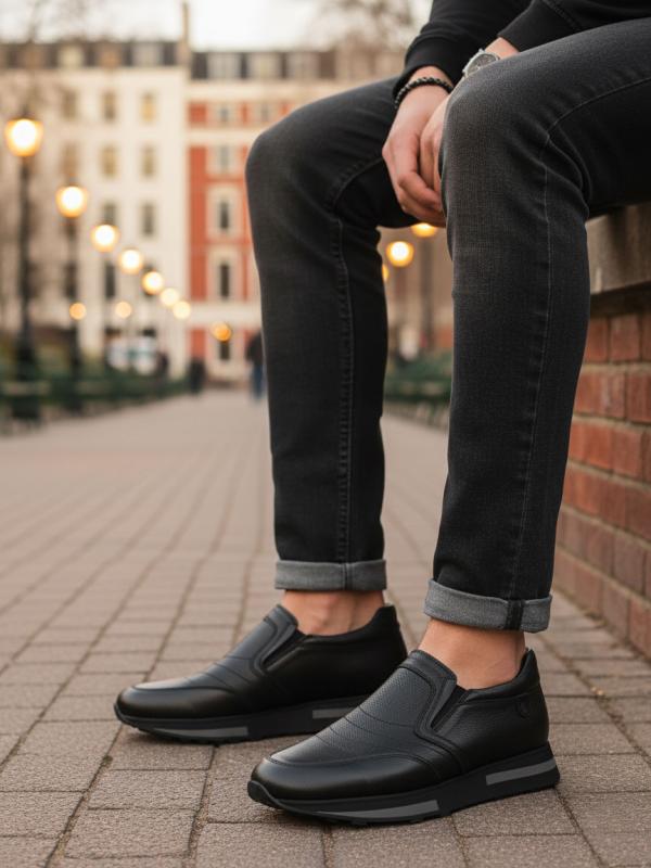 Gündəlik Rahat Kişi Ayaqqabı Natural Dəri (Slip-on Model)