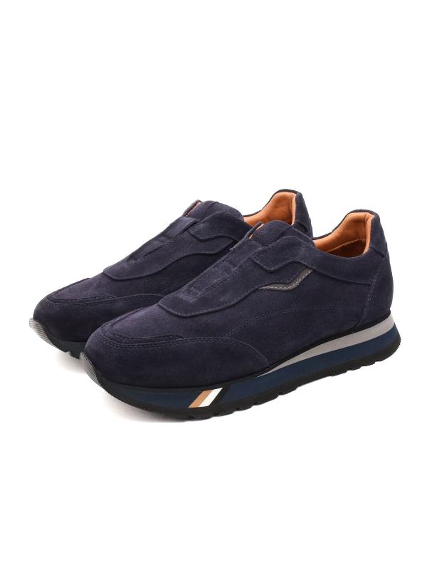 Men's Navy Blue Genuine Suede Slip-On Sneakers