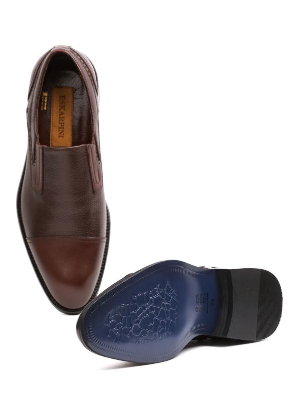 Təbii Dəri Qəhvəyi Rəngli Klassik "Slip-On" Kişi Ayaqqabısı