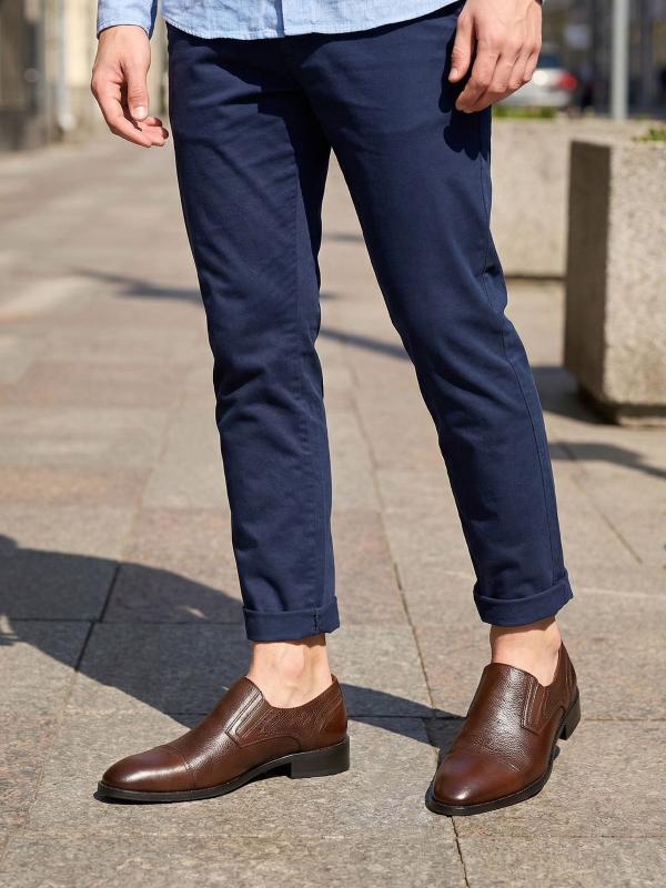 Təbii Dəri Qəhvəyi Rəngli Klassik "Slip-On" Kişi Ayaqqabısı