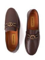 Dark Brown Genuine Leather Patterned Men's Loafer