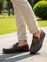 Dark Brown Genuine Leather Patterned Men's Loafer