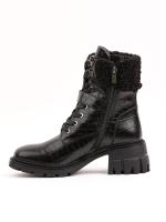 Premium Crocodile Embossed Black Natural Leather Women's Boots
