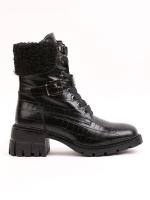 Premium Crocodile Embossed Black Natural Leather Women's Boots