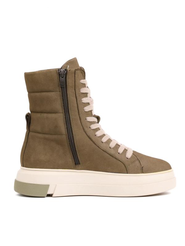 Natural Leather Khaki Sport-Style Platform Women's Boots