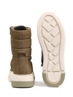 Natural Leather Khaki Sport-Style Platform Women's Boots