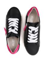 Genuine Leather Black Women's Sneaker – Pink Detailed