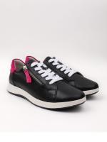 Genuine Leather Black Women's Sneaker – Pink Detailed