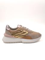 Beige and Gold Detailed Genuine Leather Women's Sneakers