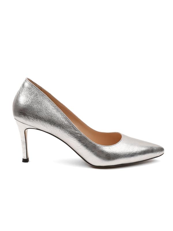 Silver Metallic Genuine Leather Stiletto – 7 cm
