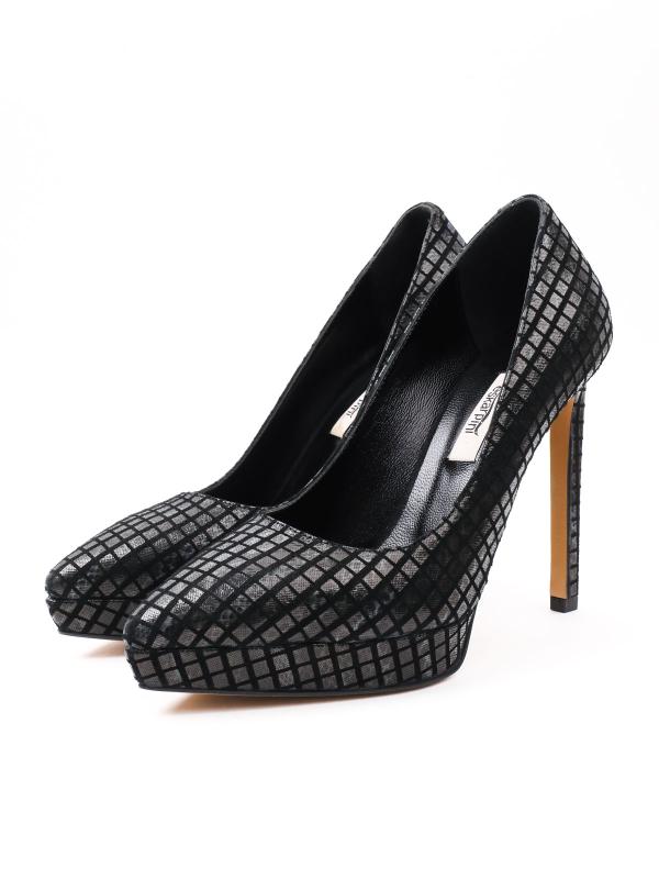 Checker Pattern Genuine Leather Stiletto – 12 cm