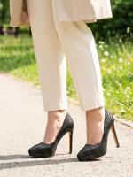 Checker Pattern Genuine Leather Stiletto – 12 cm