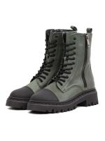 Женские ботинки из натуральной кожи оливкового цвета