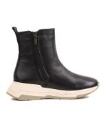 Urban Comfort – Black Genuine Leather Zippered Sneaker-Boots