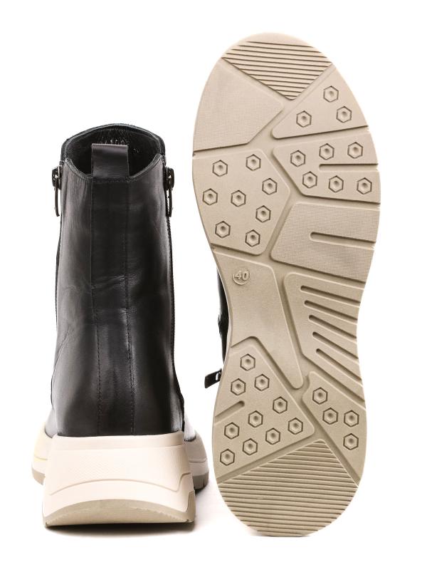 Urban Comfort – Black Genuine Leather Zippered Sneaker-Boots