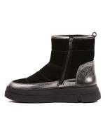 Black Suede and Silver Detailed Real Leather Women's Boots