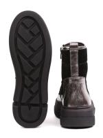 Black Suede and Silver Detailed Real Leather Women's Boots