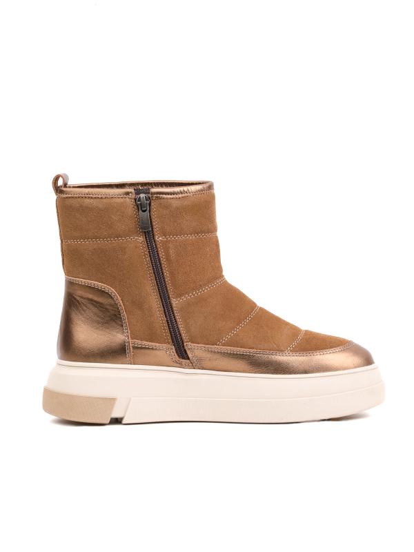 Коричневые замшевые ботильоны из натуральной кожи с металлическим блеском