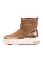 Коричневые замшевые ботильоны из натуральной кожи с металлическим блеском