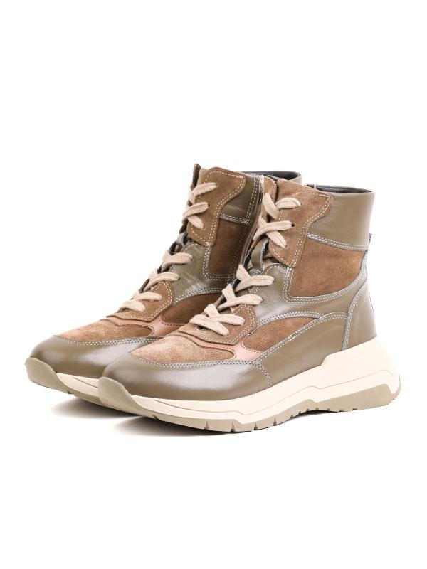 Natural Leather and Nubuck Combination – Sporty Women's Boots