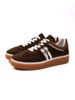 Natural Leather Brown - Women's Sneakers with Heart Buckle and Platform Sole